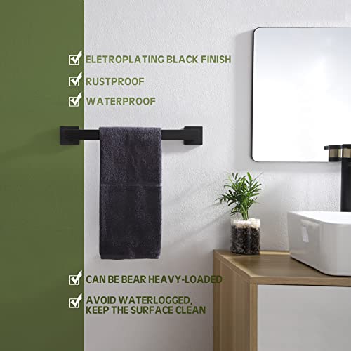 KOKOSIRI 16-Inch Single Towel Bar, Bathroom Kitchen Towel Holder, Wall Mounted SUS304 Stainless Steel Towel Rack 2 Pack, Matte Black, B4003BK-L16-P2 - color: Matte Black, size: 16-Inch (2 Pack)