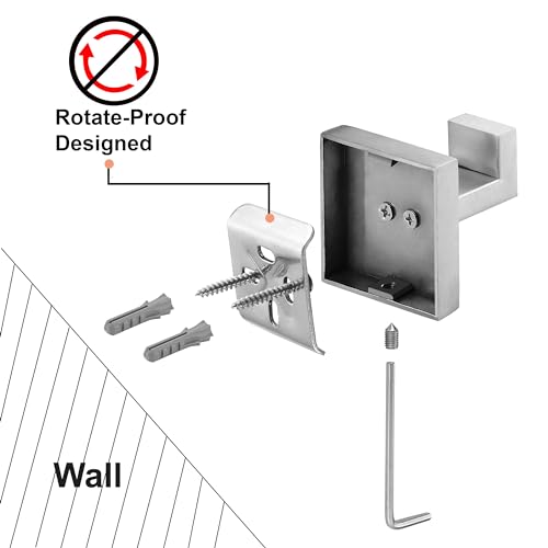 Nolimas Towel Hook Stainless Steel Bathroom Rustproof Clothes Towel Coat Hook Wall Mounted Square Toilet Kitchen, Heavy Duty Door Hanger, 4 Pack, Brushed Nickel - color: Brushed Nickel, size: 4 Pack