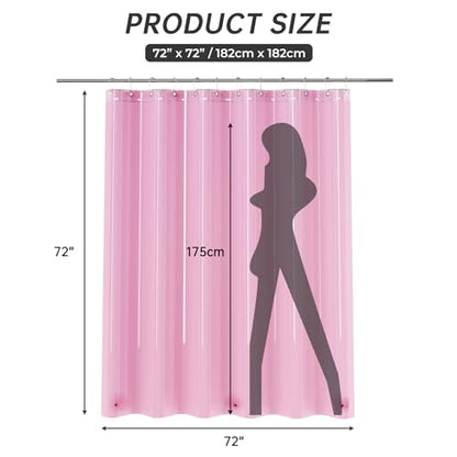 AmazerBath Shower Curtain Liner, 72x72 Transparent Hot Pink Shower Liner, Lightweight Plastic Shower Curtain Liners, Cute Waterproof Shower Liner for Bathroom with 3 Magnets & 12 Grommet Holes - color: Clear Hot Pink, size: 72"W x 72"L (Pack of 1)