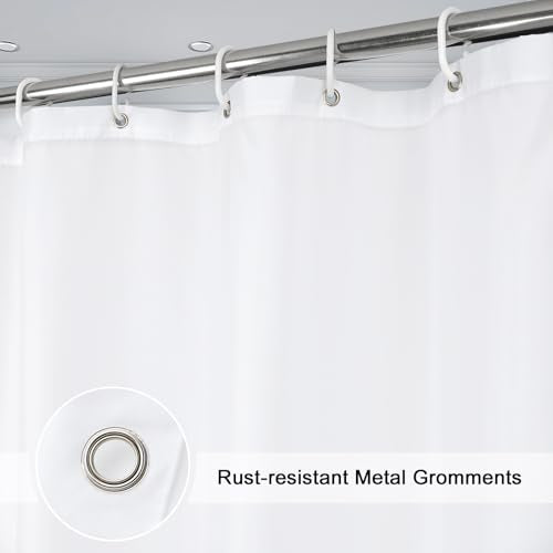 EurCross Extra Wide Shower Curtain Liner 84 x 72inch, Weighted Bottom Solid White Fabric Bathroom Shower Curtain with 14 Metal Grommets - color: White, size: 84"W x 72"L (Pack of 1)