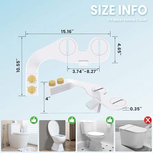 Toilet Bidet With Left/Right Side Reversible Design, Fresh Water, Non-Electric, Toilet Bidet Attachment, Right/Left Hand Side with Dual Nozzle, Self-Clean, Easy to Install (Bamboo Knob) - color: Bamboo Knob