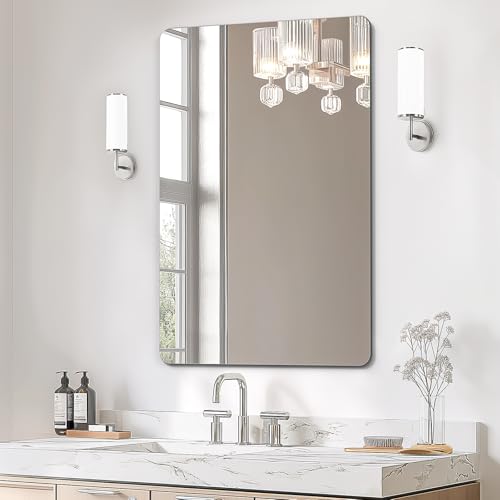 USHOWER Frameless Bathroom Mirror for Over Sink, 24x36 Inch | Rectangular Vanity Mirror for Wall, Shatterproof Tempered Mirror for Living Room, Bedroom, Entryway Upgrade & Remodel - color: Frameless, size: 24"L x 36"W