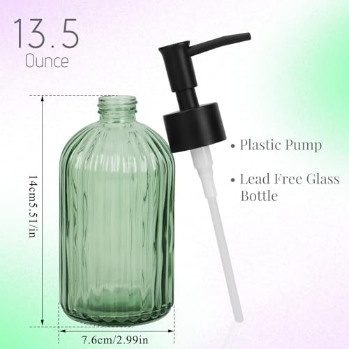 Glass Soap Dispenser with Plastic Pump, Hand Soap Dispenser for Hand Wash, Lotion Dispenser for Dishwashing Liquid, Lotion Shower Gel (Green) - color: Striped Green