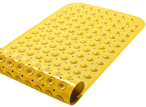Large Non-Slip Bathtub & Shower Mat 31”x16” (Smooth/Non-Textured Tubs Only) Safe, Clean, Machine-Washable, Superior Grip&Drainage, Vinyl, Opaque Yellow - color: Opaque Yellow, size: Large (31"x16")