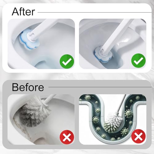 2 Pack Disposable Toilet Bowl Brush and Holder, Toilet Cleaning System-2 Toilet Bowl Wand, 2 Storage Caddy&96 Toilet Brush Refills Wall-Mount Toilet Brush for Effective Deep Scrub Toilet