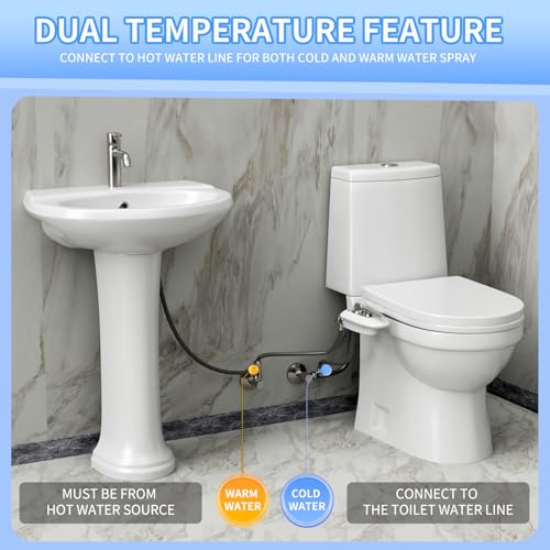 Non-Electric Bidet Attachment for Toilet Seat With LED Light Warm and Cold Water Adjustable Water Pressure, Rear and Feminine Wash, Dual Nozzle, Self-Cleaning