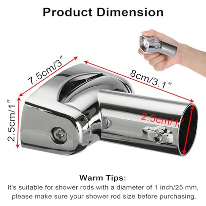 Kokone Shower Curtain Rod Bracket Set of 2 Adjustable 180° Rotation Bracket for Curved Shower Curtains Rod Sturdy Zinc Alloy Wall Mounted Shower Curtain Rod Holder for Bathroom,Wardrobe,Kitchen,Silver