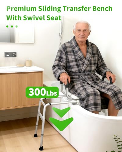 Shower Chair for Elderly and Disabled - Sliding Shower Chair for Inside Shower - Heavy Duty Tub Transfer Bench with 360⁰ Swivel Seat, HDB-788B - size: Slide&Swivel