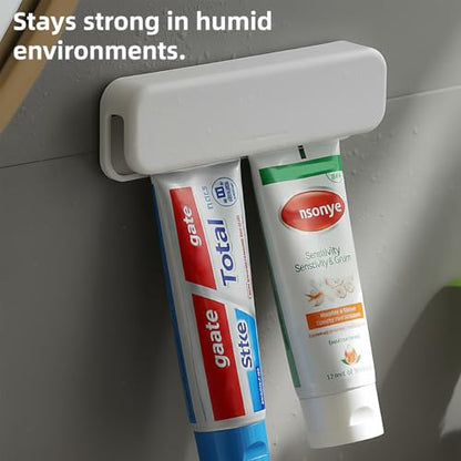 Toothpaste Holder, Toothpaste Wall Holder for Bathroom, Tooth Paste Hanger | JM.JEEMI Wall Mounted Toothpaste Clips, Tooth Paste Organizers Round Gripper for Shower - Adhesive, White, Large - size: Large_Rd