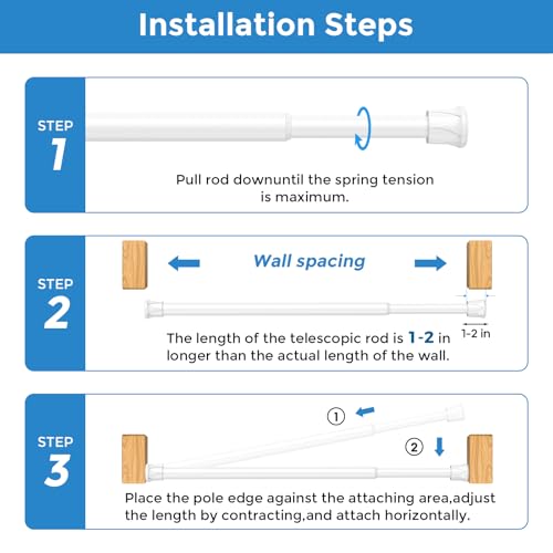 Spring Tension Curtain Rods Short Tension Rod (White,8" to 12"-2Pcs) - color: White, size: 8" to 12"-2Pcs
