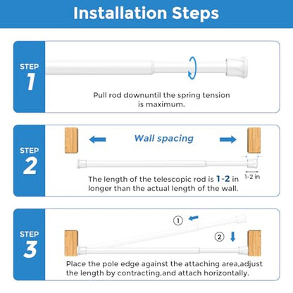 Spring Tension Curtain Rods Short Tension Rod (White,8" to 12"-4Pcs) - color: White, size: 8" to 12"-4Pcs