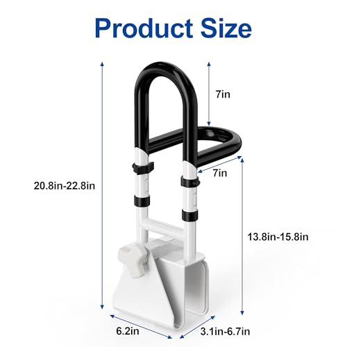 Adjustable Bathtub Safety Rail with Double Grip | 14"–18" Shower Grab Bar for Seniors, Elderly & Disabled, Non-Slip Tub Side Bar Clamp for Bathroom Support
