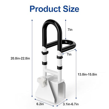 Adjustable Bathtub Safety Rail with Double Grip | 14"–18" Shower Grab Bar for Seniors, Elderly & Disabled, Non-Slip Tub Side Bar Clamp for Bathroom Support