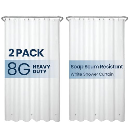 LiBa Shower Curtain PEVA 8G, 72x72 Inch White 2-Pack | Non-Toxic PEVA shower liner, waterproof plastic shower curtain, rust-proof grommets, weighted magnets, bathroom accessories - color: 8g Peva - White, size: 72"W x 72"L (Pack of 2)
