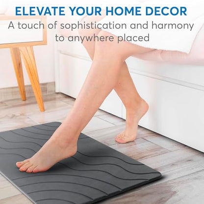 Stone Bath Mat Quick Drying Diatomaceous Earth Bath Mat Non Slip Shower Mat Super Absorbent Stone Bath Mats for Bathroom, Floor, Kitchen Counter, Easy to Clean (23.6” X 15.3”, Dark Gray) - color: Dark Grey