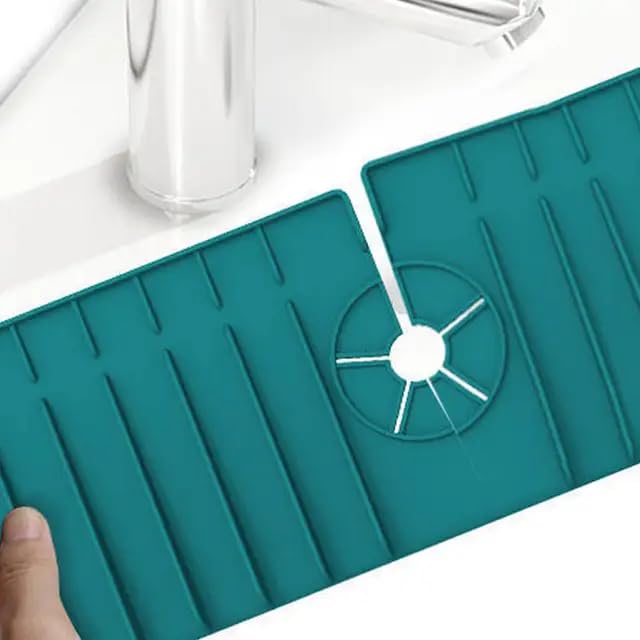 2-Pack Silicone Kitchen Sink Splash Guard-Faucet Mat for Kitchen Sink 2-Pack (Blue, Standard) - color: Blue