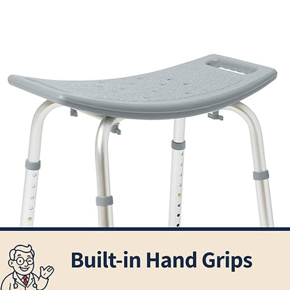 Dr. Dunley Bath Chair for Seniors, Shower Seat with Back, Suction Feet, Non-Slip Adjustable Height Shower Bench for Elderly (No Backrest) - size: No Backrest