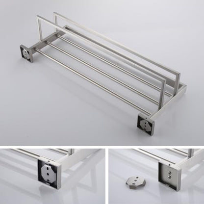 KOKOSIRI Towel Rack 24'' Bathroom Towel Shelves with Double Towel Bars SUS304 Stainless Steel Wall Mounted, Brushed Nickel, B6003BR - color: Brushed Steel, size: 24-Inch