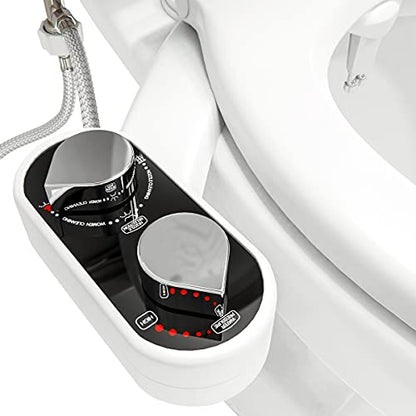 CLEAR REAR Bidet Attachment for Toilet Seat - Non-Electric with Self Cleaning Dual Nozzles, Leak Proof Connectors, Adjustable Water Spray, Rear & Feminine Wash - Hygienic Bathroom Upgrades (Black) - color: A. Black