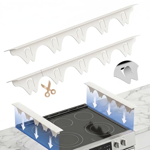 Silicone Stove Gap Covers with Stainless Steel, Oven Gap Filler Seals Gaps Between Stovetop and Counter, Stove Gap Guards Range Trim Kit, Easy to Clean Stove Gap Guard (Beige 2 Pack,25") - color: Beige, size: 25 inches