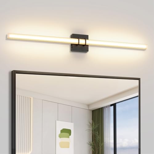 Modern Black Vanity Light Bar 40 Inch, 30W 5CCT Dimmable Bathroom Light Fixtures LED Wall Lighting Fixture - color: Black, size: 40 inch