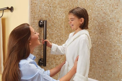 Moen LR8724D1GOWB Bathroom Safety 24-Inch Designer Bathroom Grab Bar with Curled Grip, Old World Bronze - color: Old World Bronze
