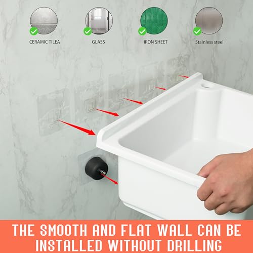 Freestanding Single Bowl Utility Sink, Kitchen Wall-Mounted Sink 16.9 x 12.8 Inch laundry tub With 1.26 faucet hole Plastic Sinks for Home Restaurant Dorm Garage Bathroom,Laundry slop sink (white) - color: White