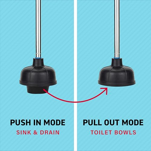 SteadMax Heavy Duty Toilet Plunger, Rubber Cup, Steel Handle, Gray (3 Pack) - color: 3 Pack - Gray Handle