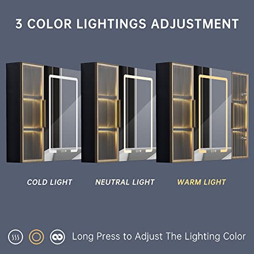 Upgrade Medicine Cabinets for Bathroom with Mirror and Storage Cabinets, 39.37”W x 27.56”H Surface Wall Mounted LED Medicine Cabinet with Lights, Defogger, Dimmer, Memory Fuction - size: 39x27 Inch