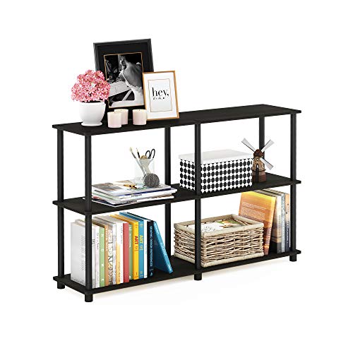 Furinno TURN-N-TUBE Storage Shelves, 3-Tier 47.4 Wide Book Shelf, Corner Shelf, Toolless Open Shelves, for Organization and Storage, Living Room, Garage, Home Office, Espresso - color: Espresso/Black, style: Plastic Pole 2 x 2