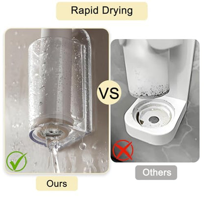 2Pcs Toothbrush Holders, Self Adhesive Wall Mount Clear Organizer | Clear Multifunction Toothbrush Storage, No Drilling Installation, Saves Bathroom Space, Keeps Toothbrushes Ventilatedand Dry