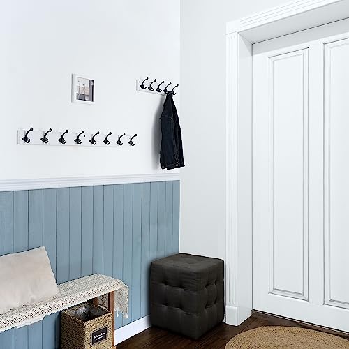 WEBI Rustic Coat Rack Wall Mount,35.43" Long 8 Cast Iron Coat Hooks Wall Mounted,Heavy Duty Wall Coat Hanger Hooks for Hanging Coats,Clothes,Jacket,Black on White - color: White, size: 35 Inch