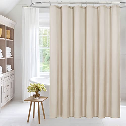 MitoVilla Long Fabric Shower Curtain Liner, Soft & Lightweight Cream Shower Curtain Liner for Hotel, Machine Washable, Waterproof, 72x78 Inch, Beige - color: Fabric - Cream, size: 72"W x 78"L (Pack of 1)