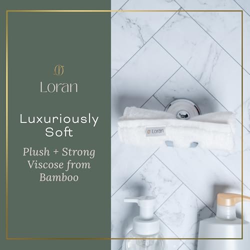White Extra Large Washcloths Set of 6 Soft Body Cloths 13” x 13” 70% Viscose Derived from Bamboo, 30% Cotton Spa-Like Feel Silky for Skin Cleansing - color: White
