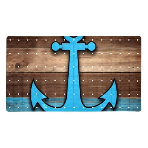 Non Slip Bathtub and Shower Mat 26.8x15.1 inch, Bath Mat with Quick Dry Drain Holes and Suction Cups, Soft Comfortable Safe Bathroom Mat for Bath Tub, Anchor on Planks Rustic - color: Multi 3
