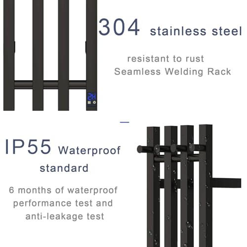 Electric Towel Warmer Rack, Wall Mount 4-Bar Vertical Square, Matte Black Finish