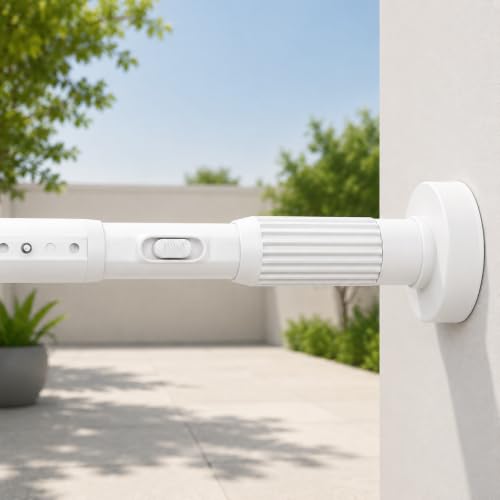 No Drill Tension Curtain Rod 39-173 Inch, Adjustable Heavy Duty Anti-Slip Telescopic Rod for Window Shower Patio Outdoor, 1.26" Diameter, White - color: White, size: 39-173inch