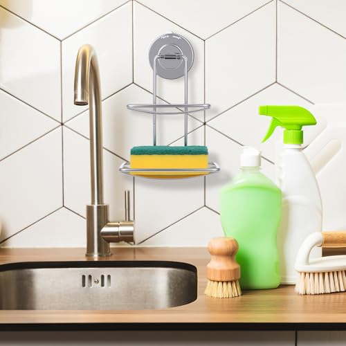 Stainless Steel Soap Holder with Powerful Vacuum Suction Cup Double Layer Suction Cup Soap Dish Holder for Bathroom Wall Mount for Shower and Sink