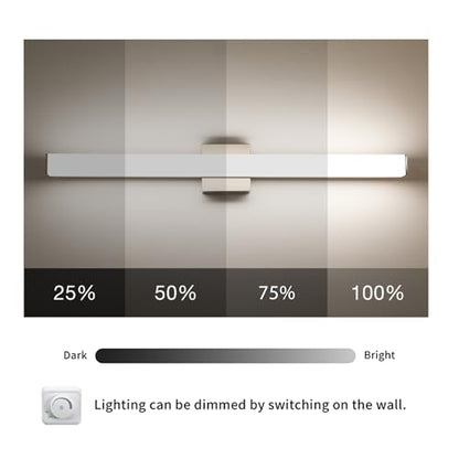 Bathroom Vanity Light Brushed Nickel Square LED 24 inch 14W 4000K Natural White Light Wall Bar Lighting Fixtures Over Mirror (Brushed Nickel, 31.5in 4000K Dimmable) - color: Brushed Nickel, size: 31.5in 4000K Dimmable