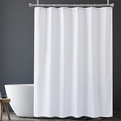White Shower Liner Cloth Waterproof, White Shower Curtain Liner Fabric with Weighted Stones, Washable Shower Curtain and Liner 2-in-1, 120G Heavy Duty, 12 Grommet Holes, 72 x 72 Inches - color: White, size: 72"W x 72"L (Pack of 1)