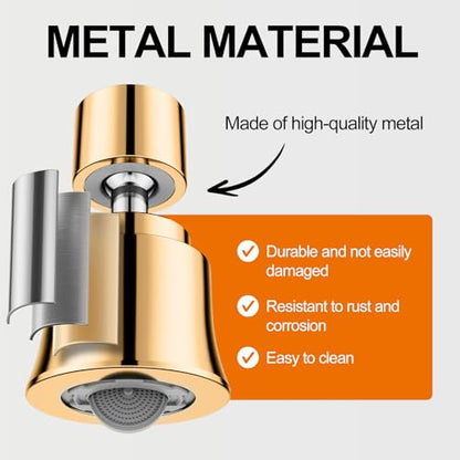 Metal Swivel Sink Faucet Aerator Extender for Kitchen Bathroom | 360° Swivel Faucet Nozzle with 55/64'' Female Thread, Dual Modes Sink Sprayer Attachment, Anti-clogging Design, Gun Gray - color: Gun Gray