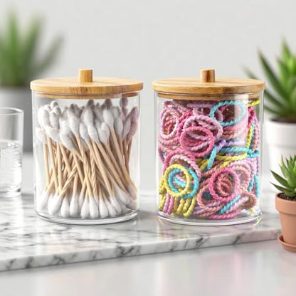 Beige Bathroom Accessories Set, 10 Pieces Bamboo Bathroom Set with Trash Can, Tray, Soap Dispenser, Soap Dish, Toothbrush Holder, Toothbrush Cup, Tissue Holder, Toilet Brush and Qtip Holders