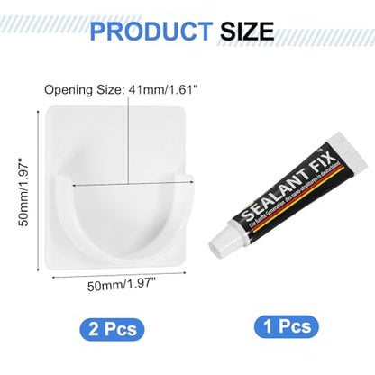 uxcell 2 Pack Shower Rod Holder, 1.61 Inch Adhesive Shower Curtain Rod Holder No Drilling Shower Rod Holders with Glue for Bathroom Bedroom, White(Rod Not Included) - size: 1.61 Inch