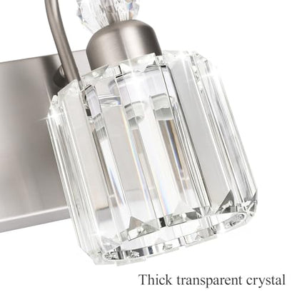 Ralbay 4-Light Crystal Vanity Light for Bathroom Brushed Nickel Modern Bathroom Light Fixtures - color: Round-Brushed Nickel, size: 4-light