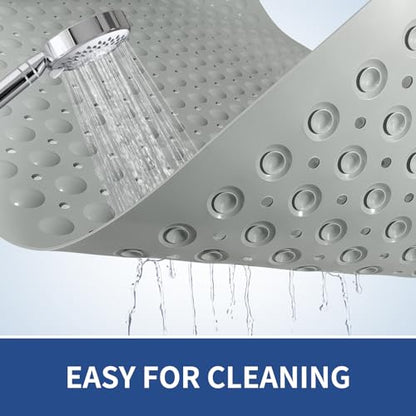OTHWAY Extra Large Shower Mat 47"x 32", TPE Non Slip Shower Mat for Shower Stall, Inside Walk in Shower Mats with Drain Holes Suction Cups, Anti-Slip for Elderly (Dark Grey) - color: Dark Grey