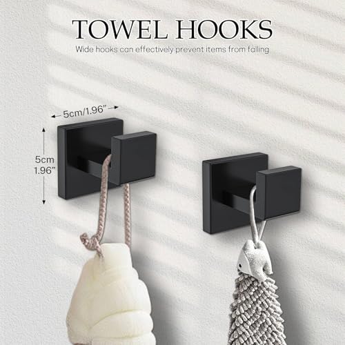 Matte Black Bathroom Hardware Accessories Set 5-Pieces Black Towel Bar Set Stainless Steel Towel Holder Set 16 Inch Towel Bar,Towel Racks Set for Bathroom Wall Mounted - color: Matte Black