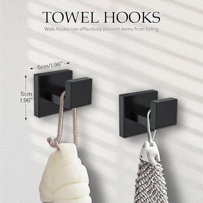 Matte Black Bathroom Hardware Accessories Set 5-Pieces Black Towel Bar Set Stainless Steel Towel Holder Set 16 Inch Towel Bar,Towel Racks Set for Bathroom Wall Mounted - color: Matte Black