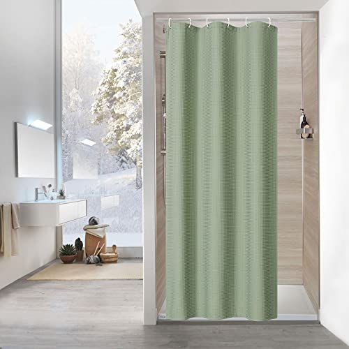 MitoVilla Green Small Stall Shower Curtain 36 x 72, Sage Green Half Size Shower Curtain, Farmhouse Fabric Narrow Shower Curtains for Bathroom Decor, 36 inch Weighted Shower Curtain Set - color: Sage Green, size: 36"W x 72"L (Pack of 1)