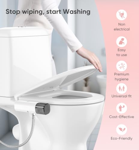 Ultra-Slim Bidet Attachment, Posterior&Feminine Wash-(Retractable Dual Nozzles), Non-Electric Bidet Attachment for Toilet Seat, Adjustable Fresh Cold Water Pressure (BlackChrome) - color: BlackChrome