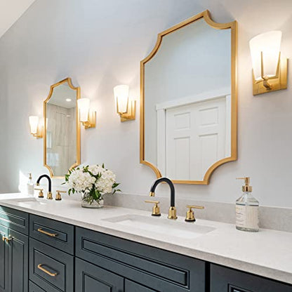 WOWOW 3 Hole Bathroom Faucet Widespread Bathroom Sink Faucet with Pop Up Drain Stopper Vanity Faucet 2 Handle Basin Taps Black and Gold Mixer Tap with Supply Hoses - color: Brushed Gold and Black, size: Widespread